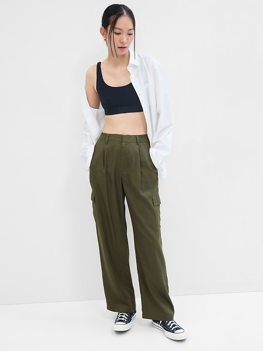 Image number 3 showing, TENCEL&#153 Pleated Cargo Trousers
