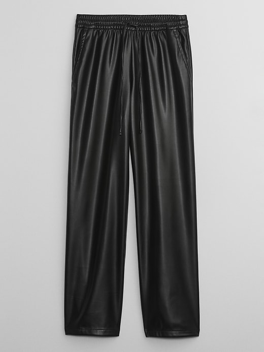Image number 3 showing, Mid Rise Easy Wide-Leg Vegan-Leather Pants