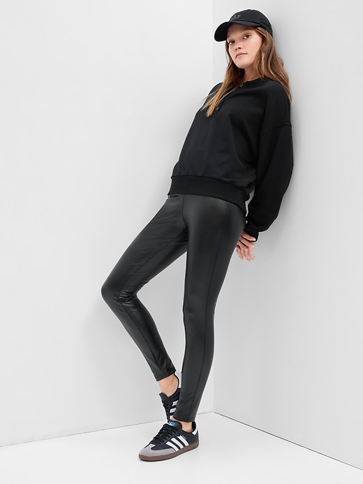 Image number 1 showing, Vegan-Leather Ponte Leggings