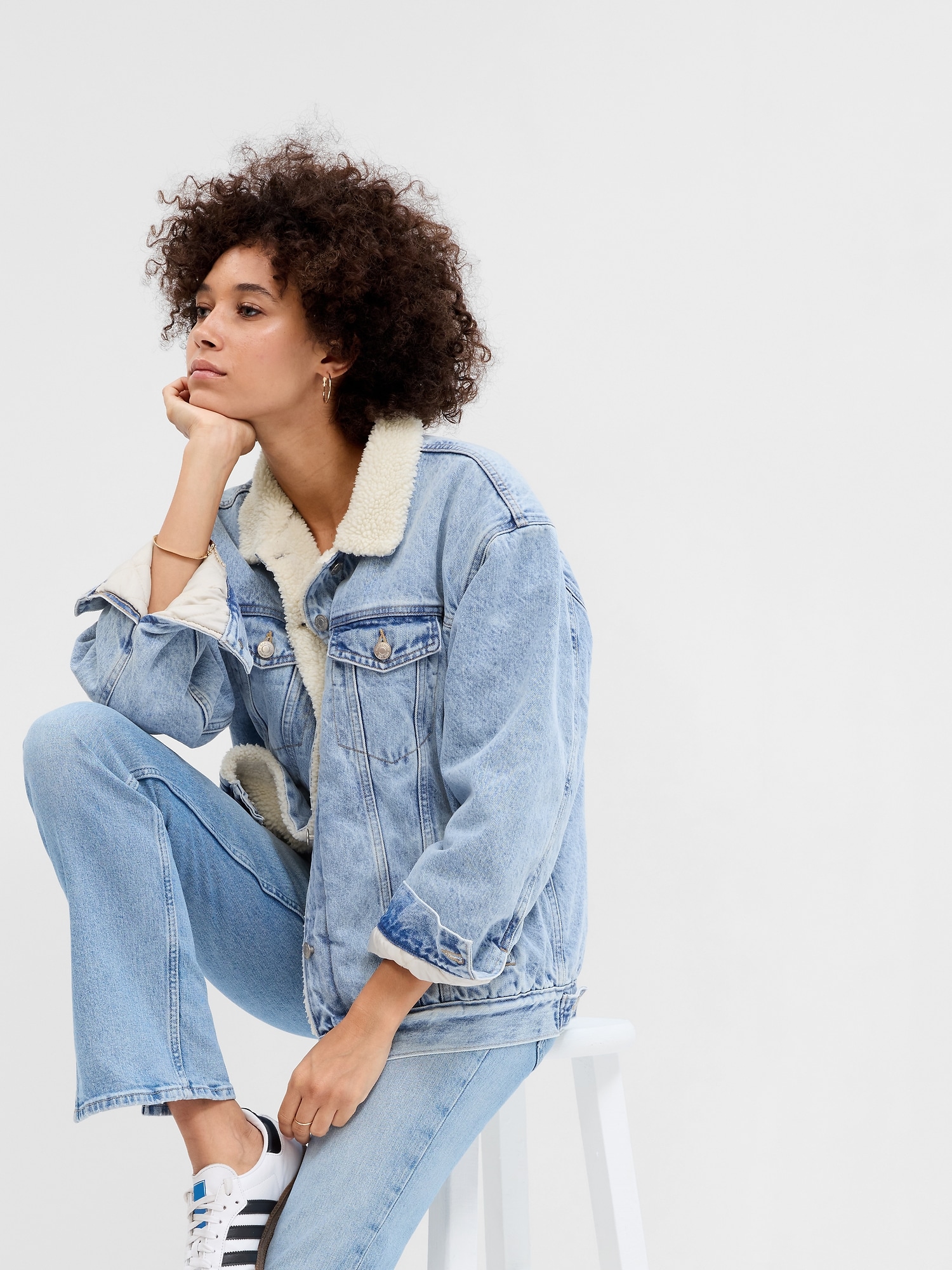 Oversized Sherpa Icon Denim Jacket | Gap Factory