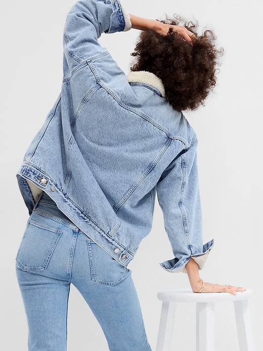 Image number 2 showing, Oversized Sherpa Icon Denim Jacket with Washwell