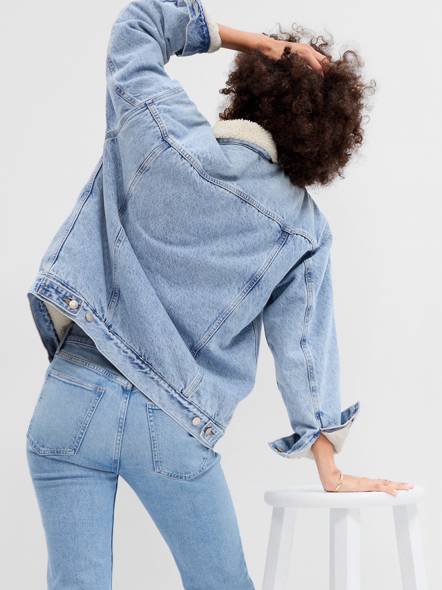 Oversized Sherpa Icon Denim Jacket | Gap Factory