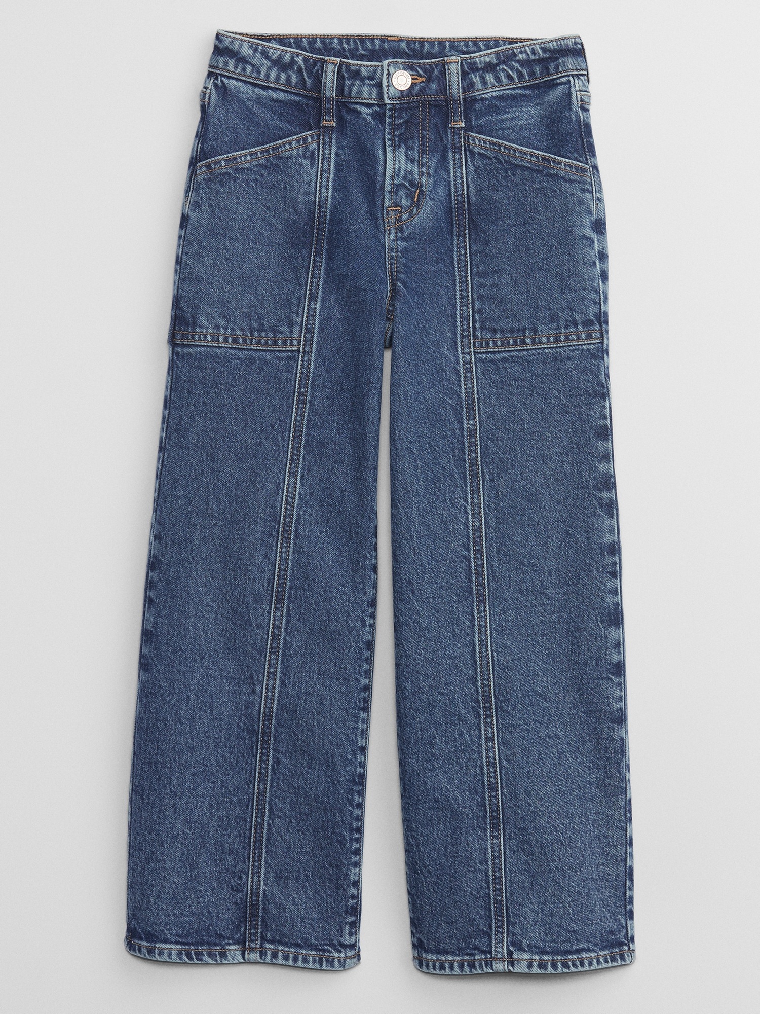 Kids High Rise Wide-Leg Ankle Jeans