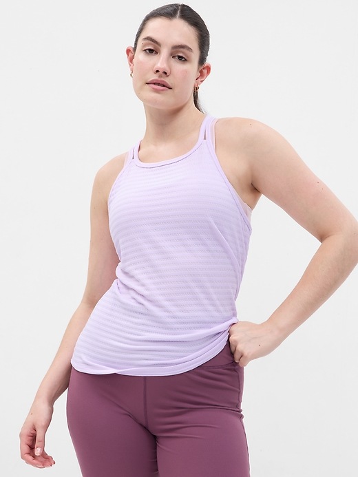 Image number 8 showing, GapFit CoolDry Fitted Smocked Tank Top