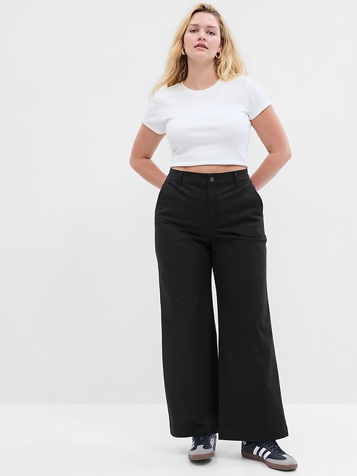 Image number 5 showing, High Rise Wide-Leg Girlfriend Khakis with Washwell