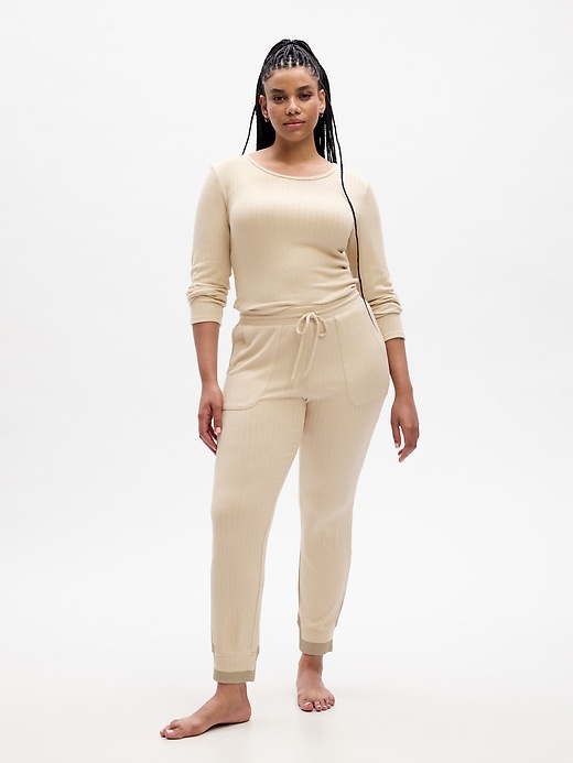 Image number 6 showing, Ribbed Pointelle PJ Leggings
