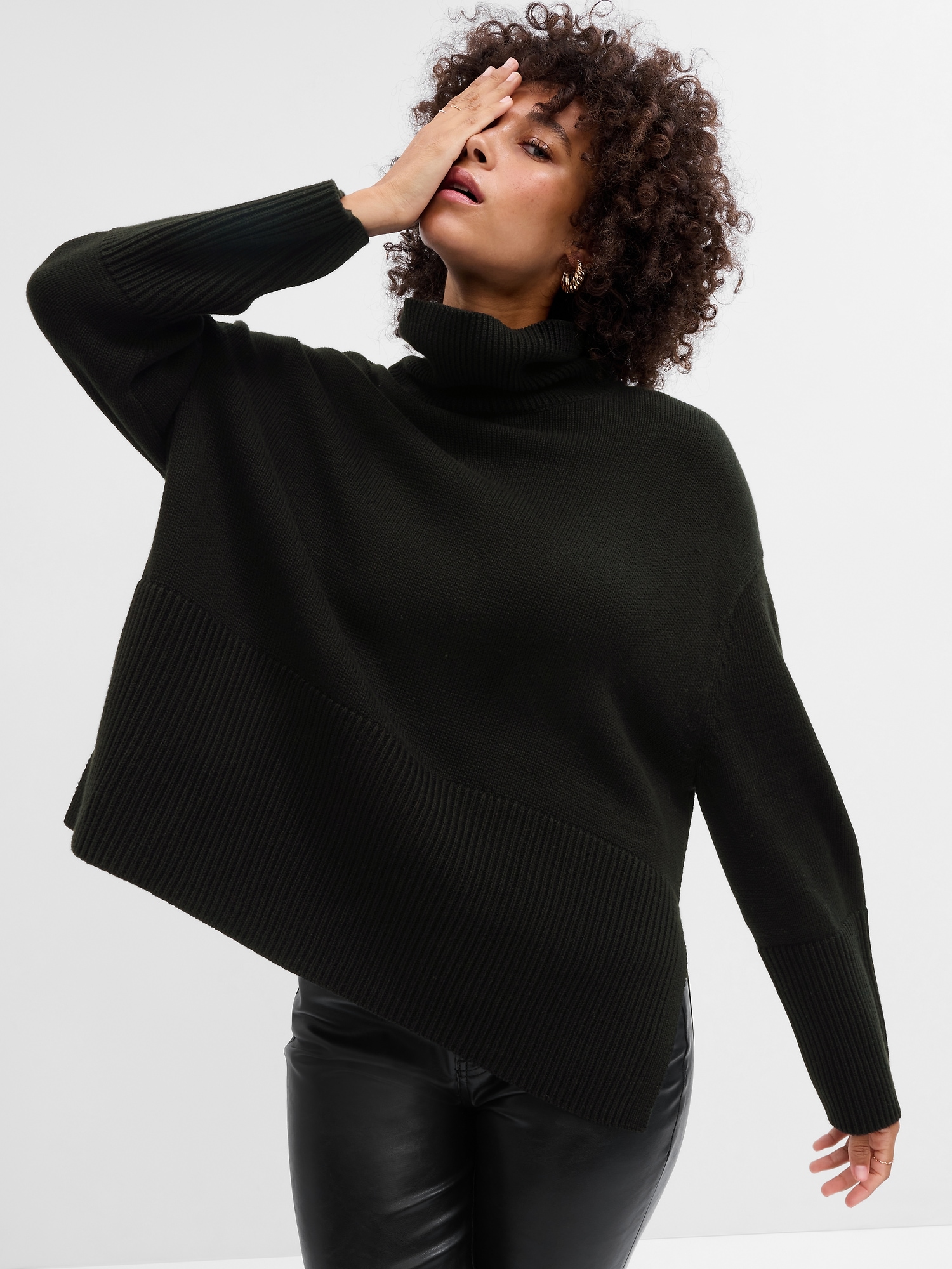 24/7 Split-Hem Turtleneck Sweater