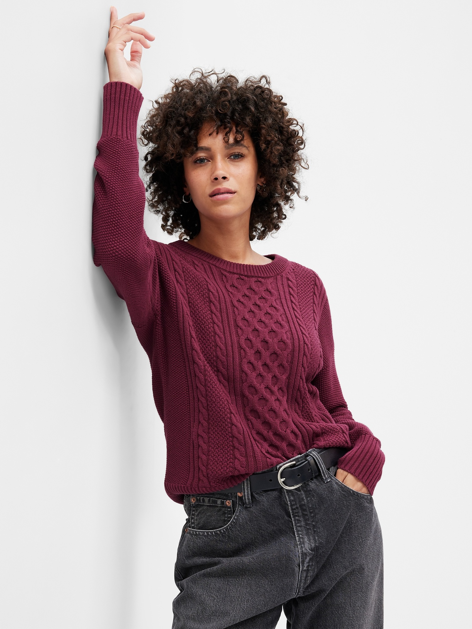 Cable-Knit Crewneck Sweater