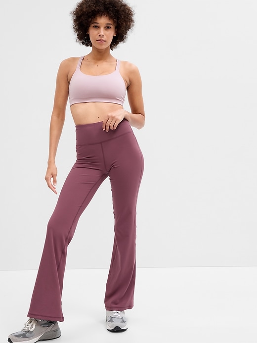  Gap Factory Women's GapFit Sky High Studio Ribbed Flare Leggings (Shaded Purple Rib)