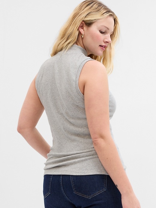 Image number 3 showing, Fitted Sleeveless Mockneck T-Shirt