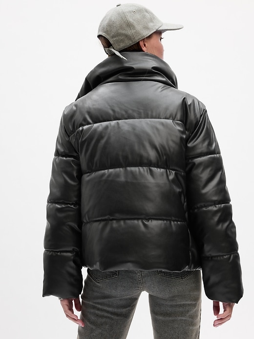 Image number 2 showing, Relaxed Vegan-Leather Puffer Jacket