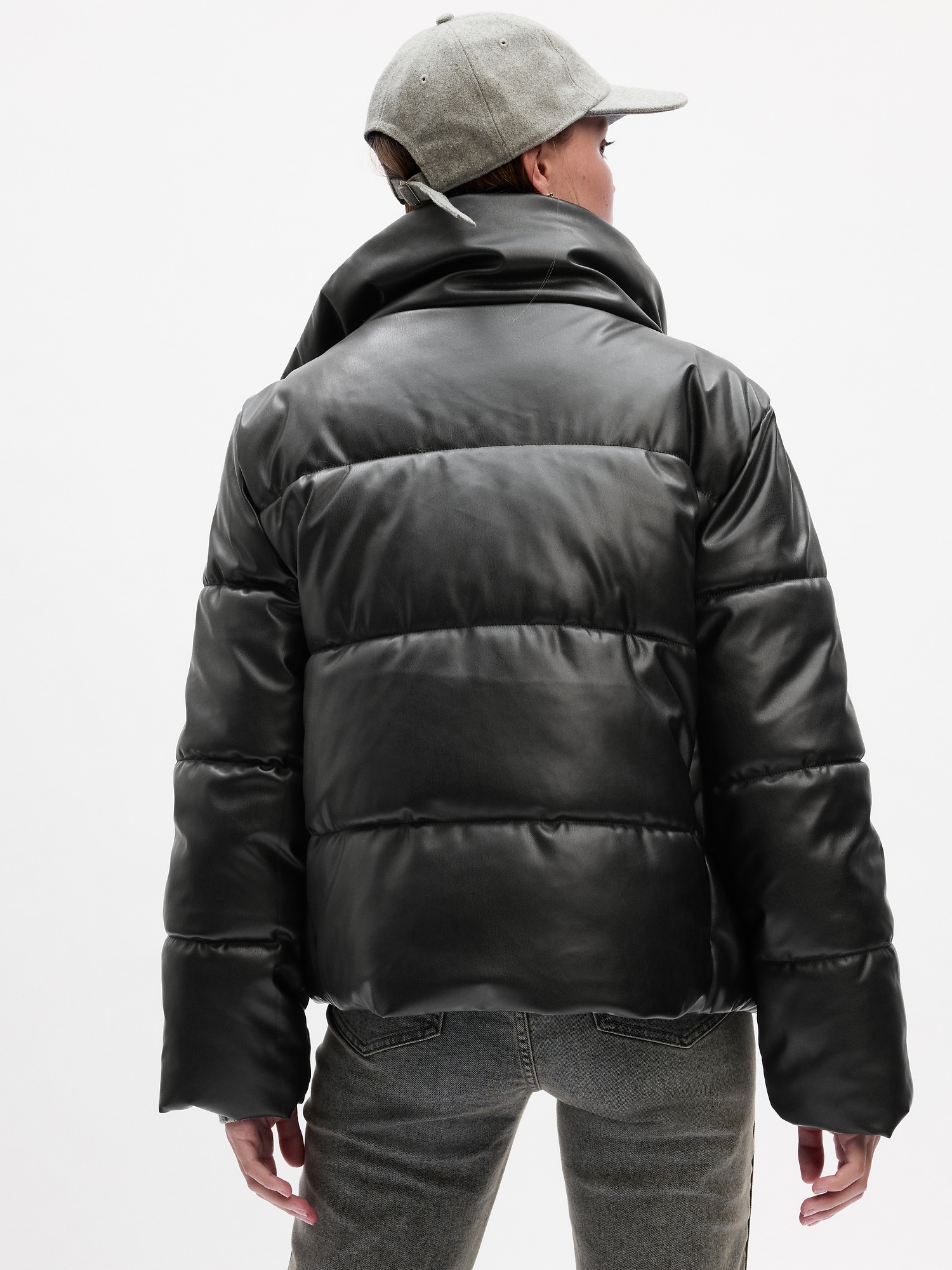 Relaxed Vegan-Leather Puffer Jacket | Gap Factory