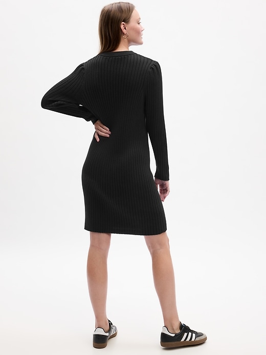 Image number 2 showing, Ribbed Puff Sleeve Sweater Mini Dress