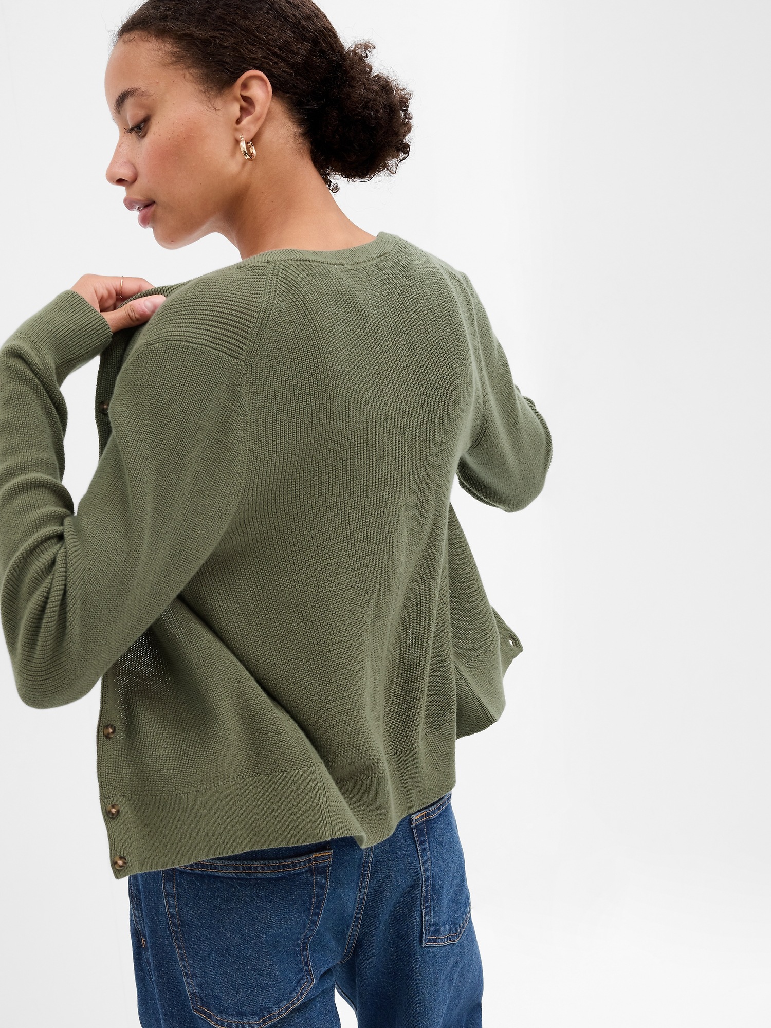 Ribbed Crewneck Cardigan Gap Factory