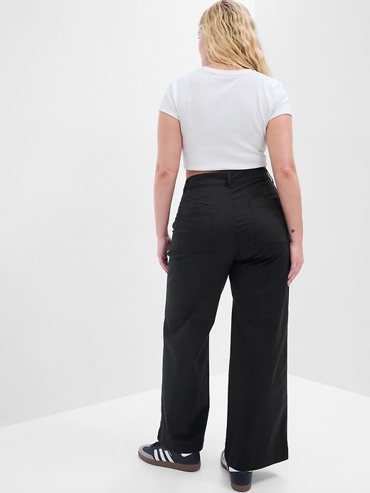 High Rise Wide-Leg Girlfriend Khakis with Washwell | Gap Factory