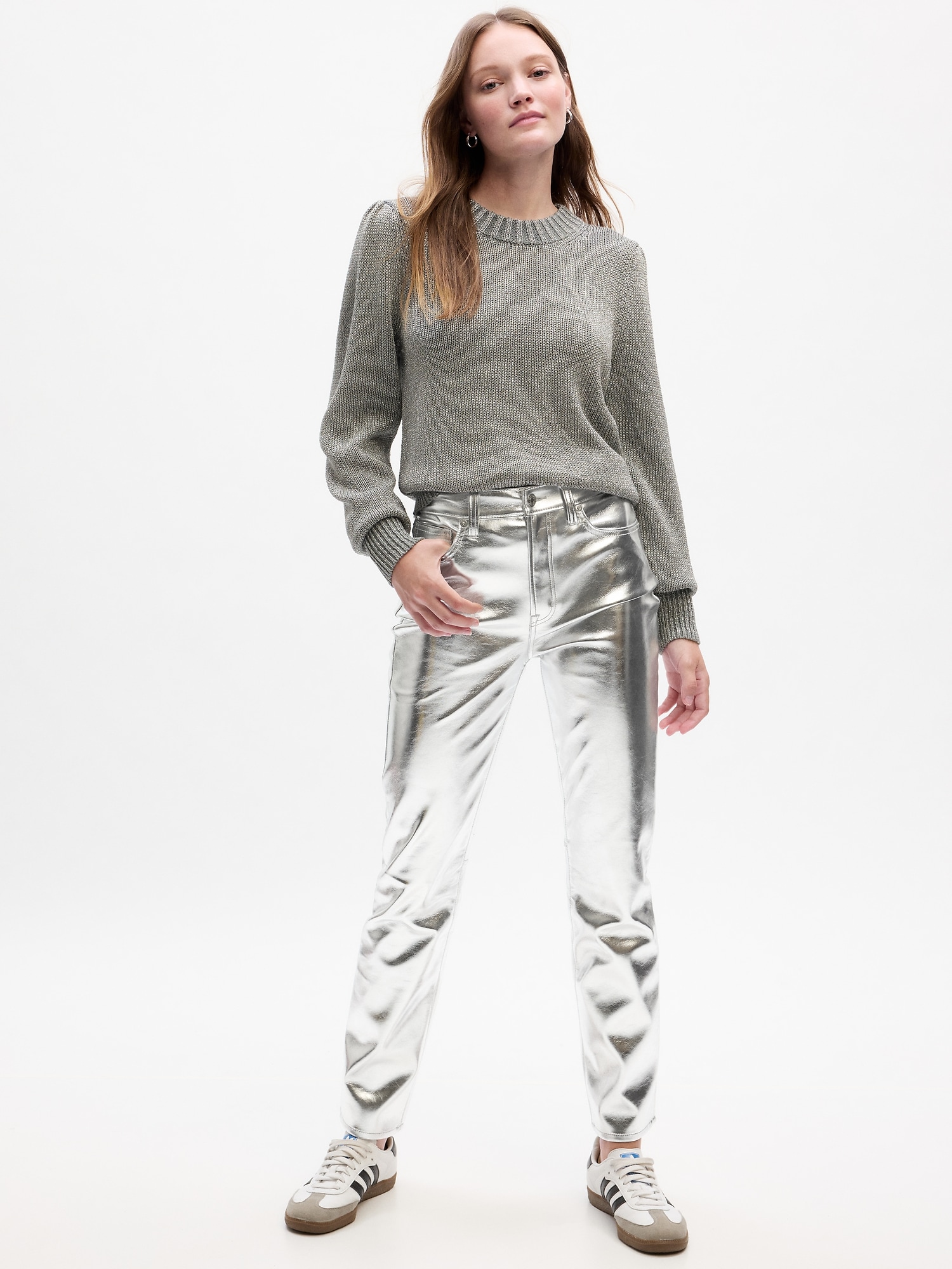 High Rise Vintage Slim Vegan-Leather Pants