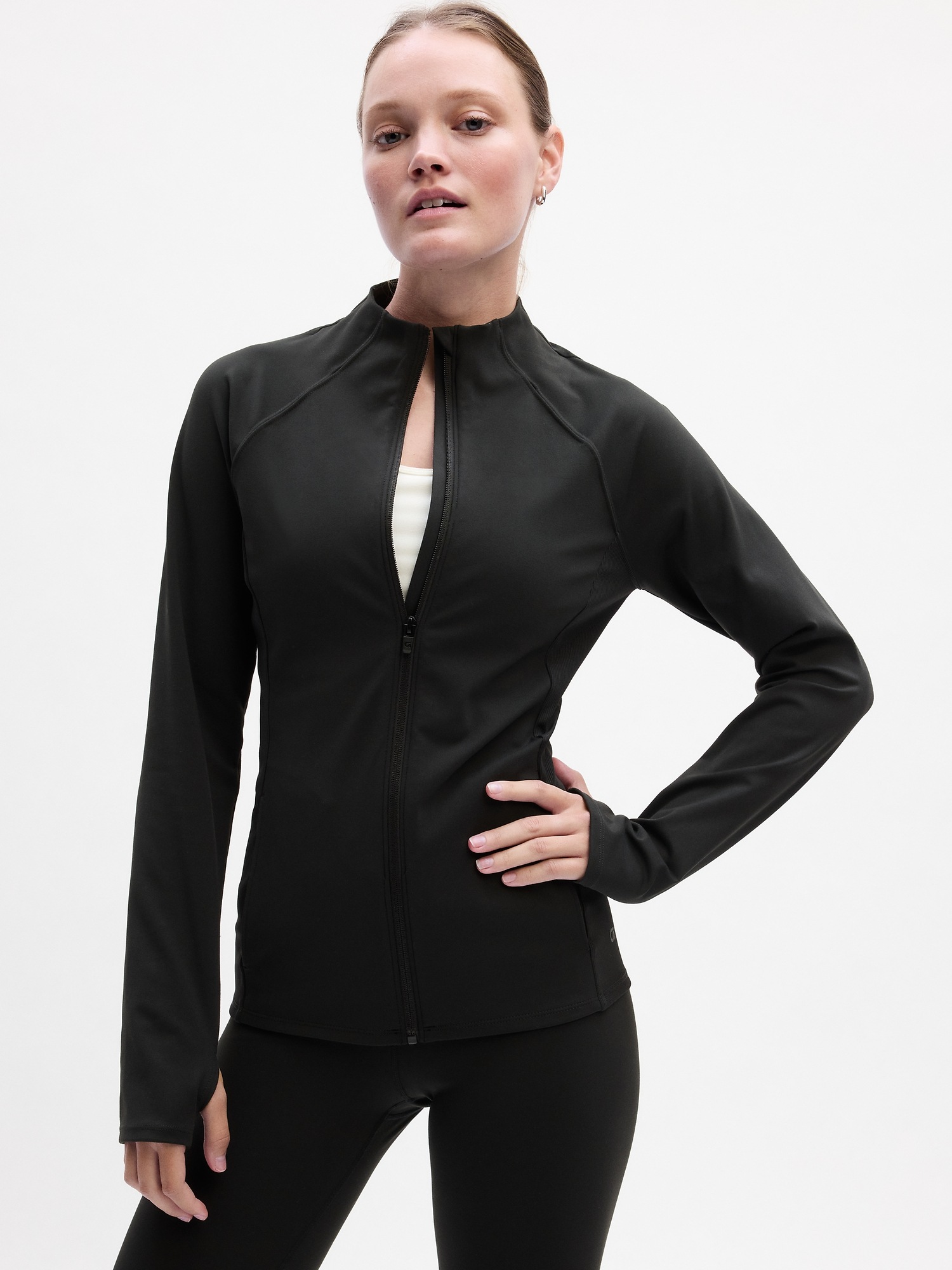 GapFit Studio Rib Quarter-Zip Top