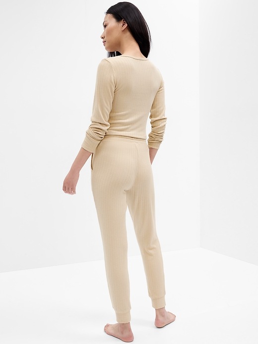Image number 3 showing, Ribbed Pointelle PJ Leggings