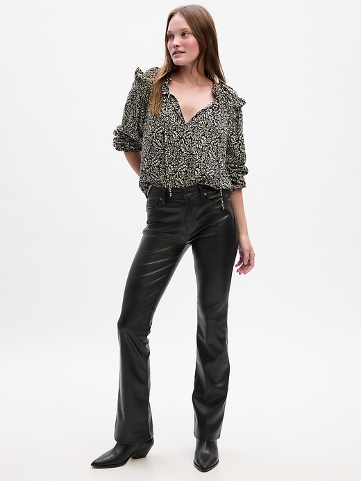 Gap Factory Women's Print Ruffle Splitneck Top