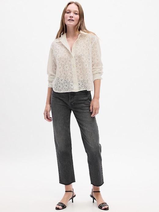 Image number 1 showing, Cropped Floral Lace Shirt