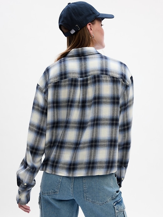 Image number 2 showing, Cropped Plaid Flannel Shirt