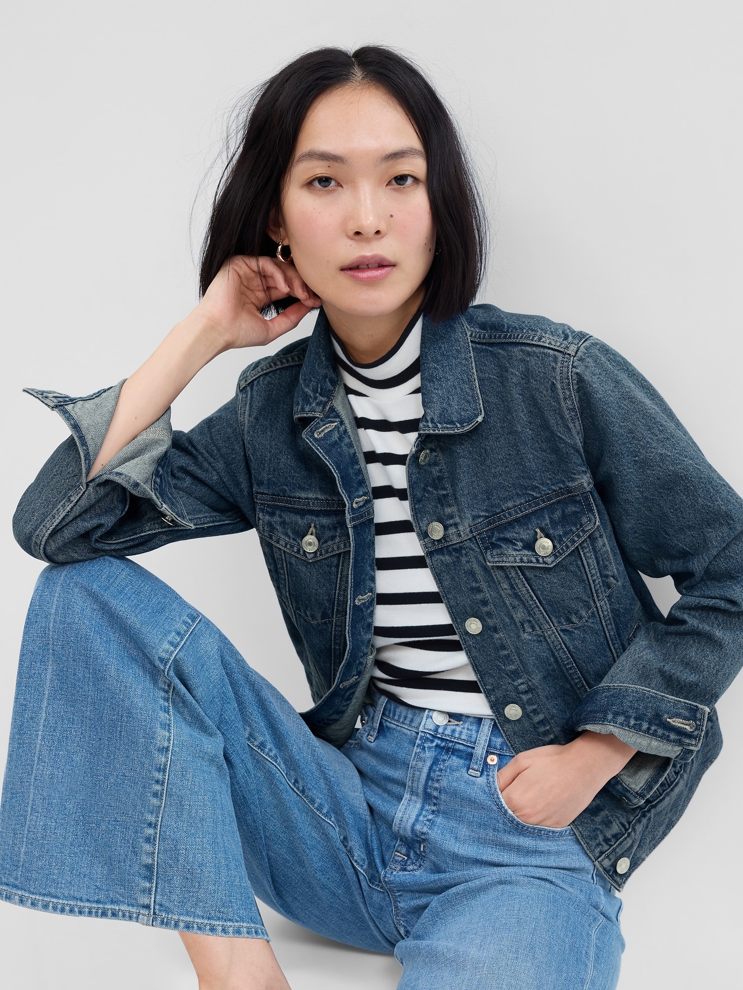 Gap Factory Women's Puff Sleeve Icon Denim Jacket