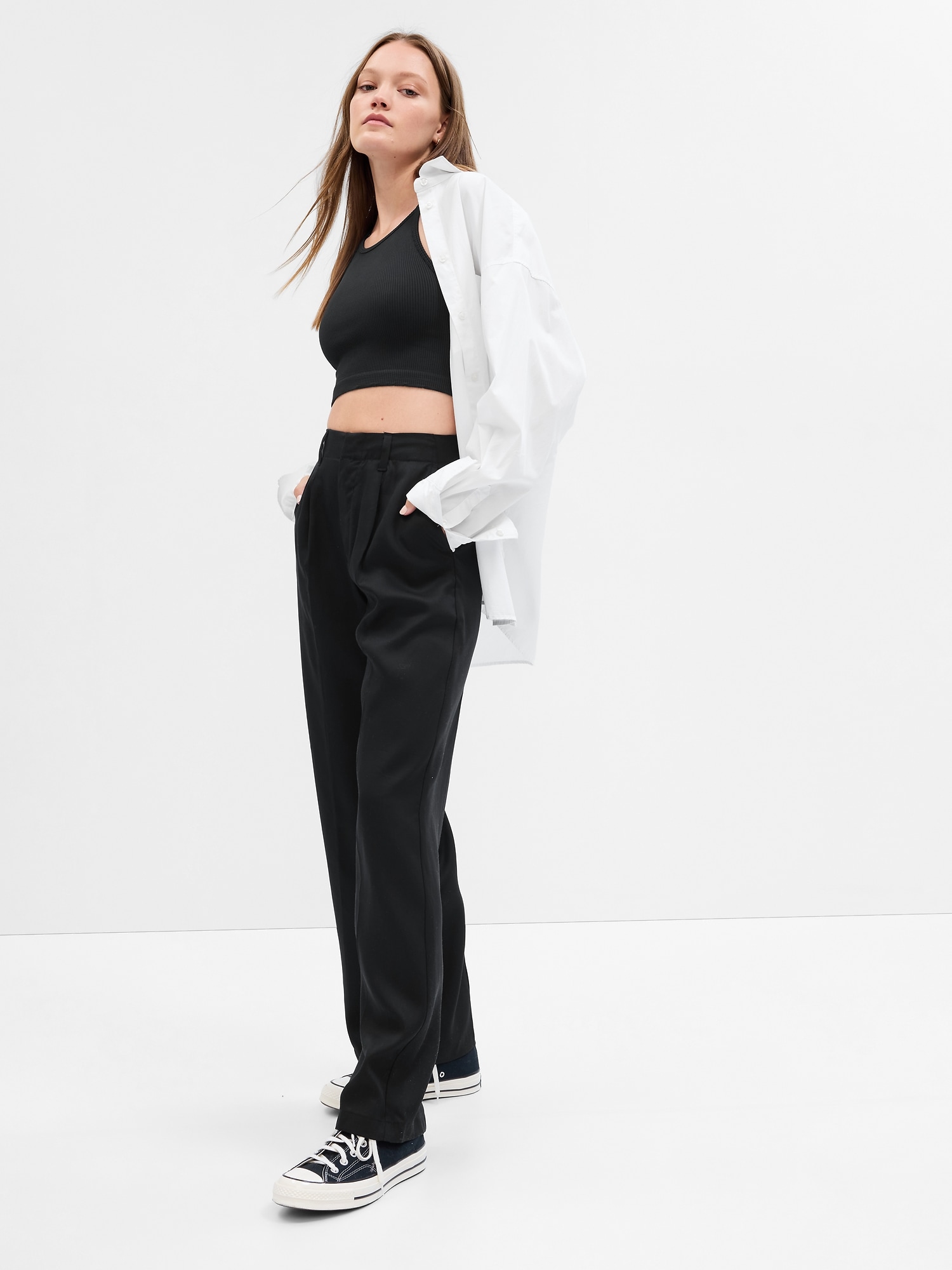 ASOS DESIGN Petite multi pleat palazzo pant