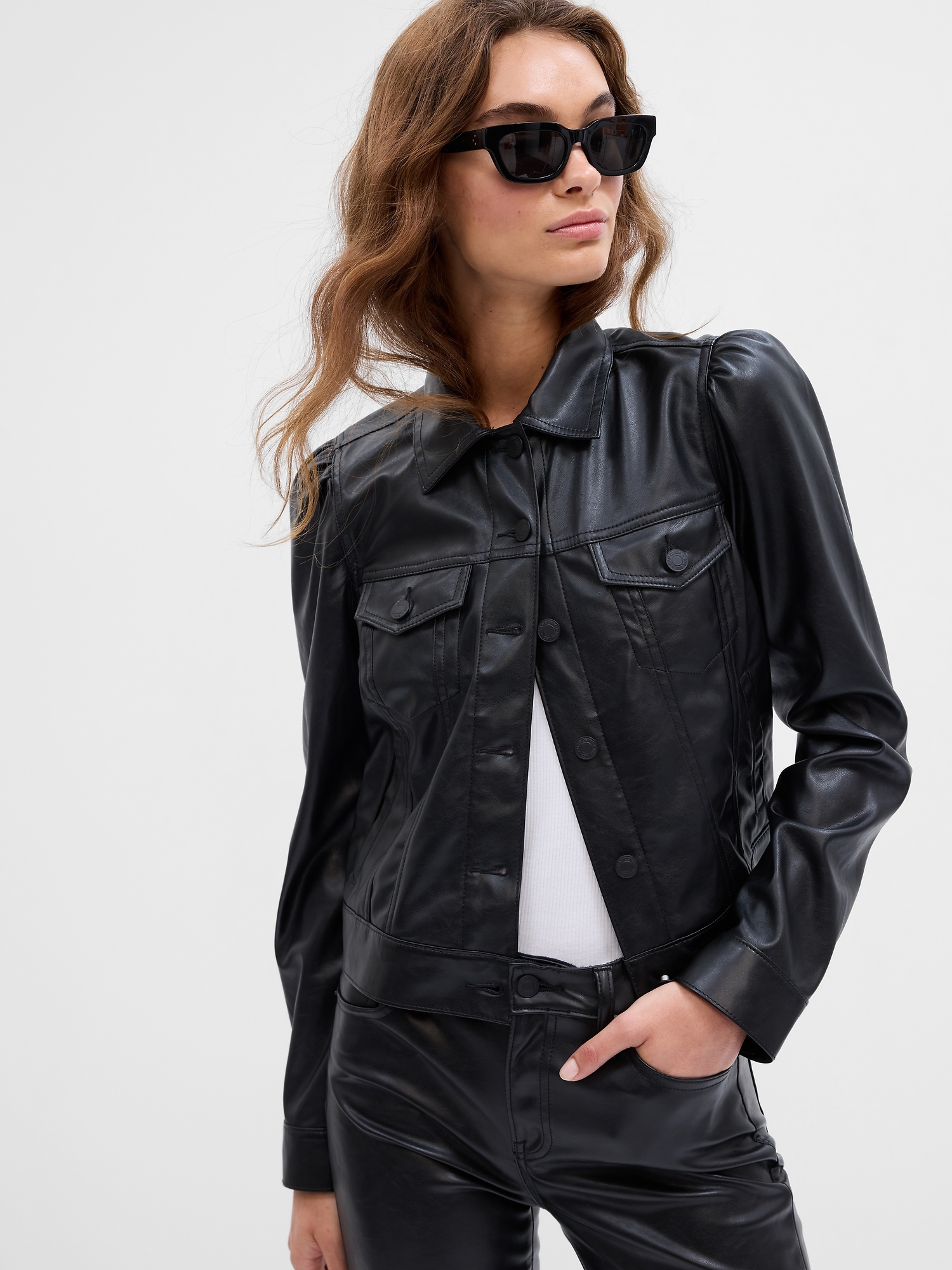 Puff Sleeve Icon Vegan-Leather Jacket | Gap Factory