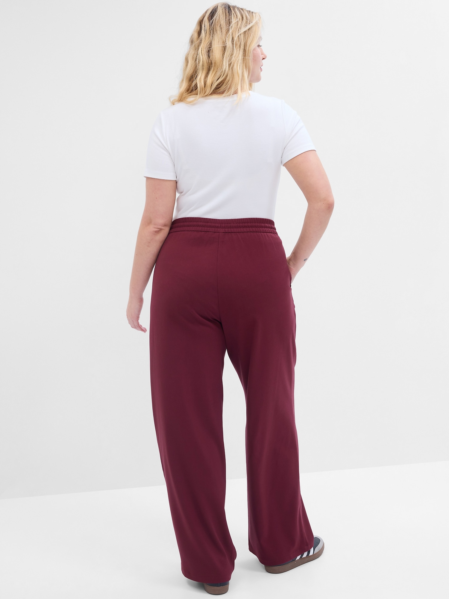 Mid Rise Easy Wide-Leg Twill Pants