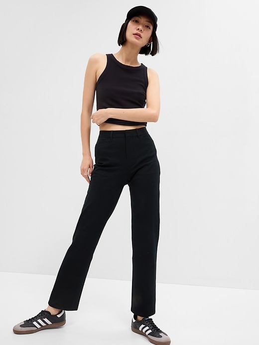 Image number 1 showing, Mid Rise Straight Leg Pants in Bi-Stretch