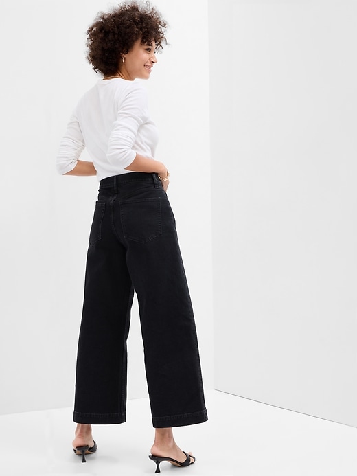 Image number 2 showing, High Rise Wide-Leg Crop Jeans with Washwell