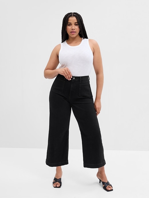 Image number 5 showing, High Rise Wide-Leg Crop Jeans with Washwell