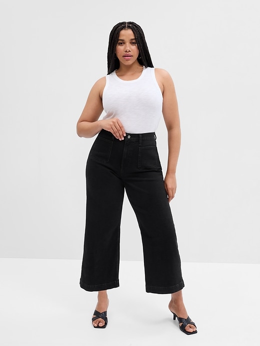 High Rise Wide Leg Crop Jeans Gap Factory