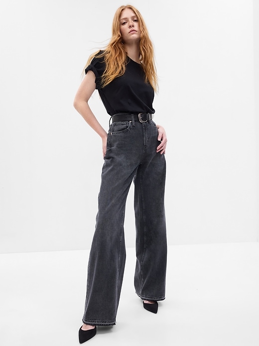 Image number 1 showing, High Rise Wide-Leg Jeans with Washwell