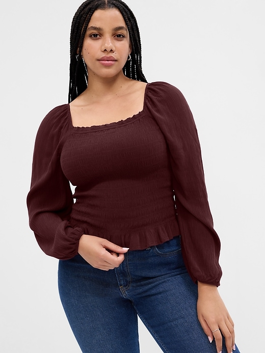 Image number 5 showing, Crepe Smocked Top