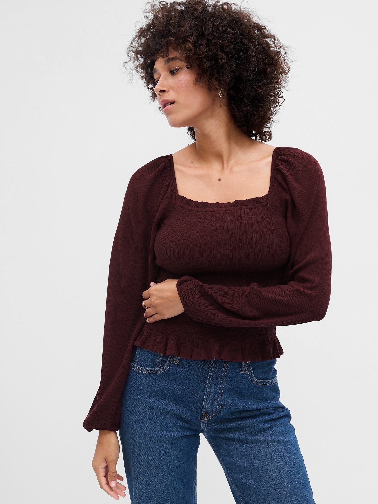 Crepe Smocked Top