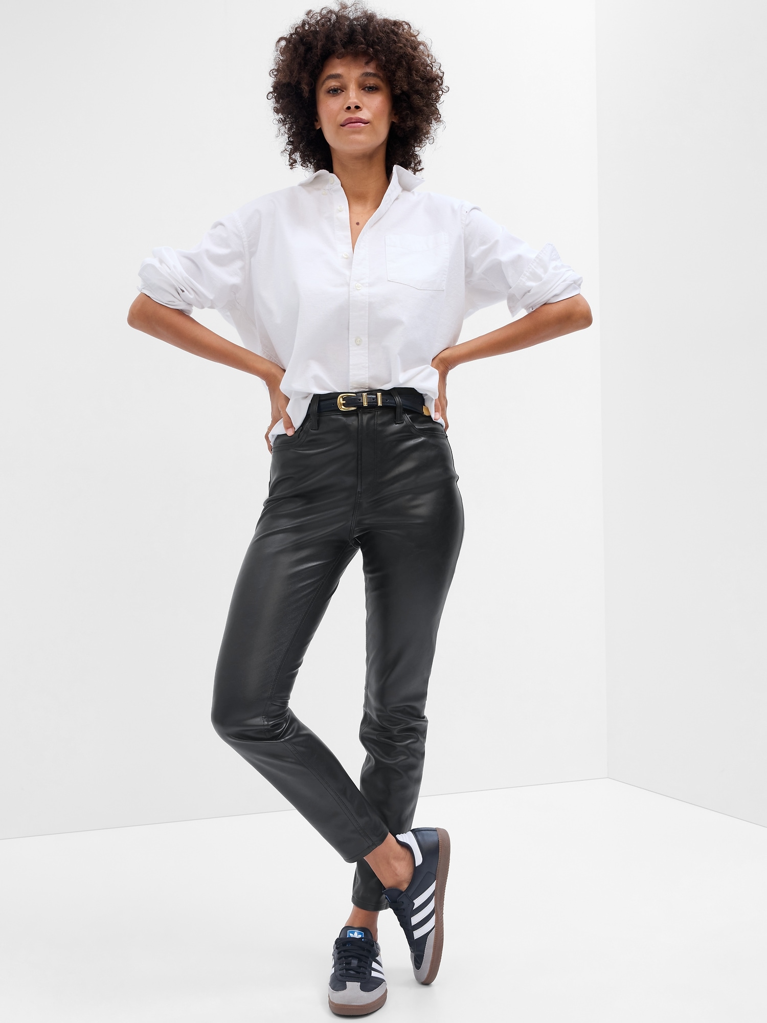 High Rise Leather Trousers