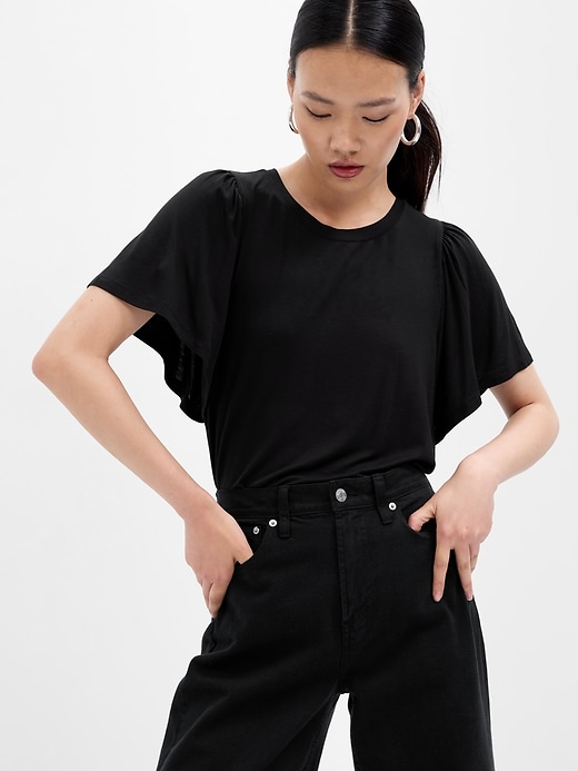Image number 4 showing, Luxe Flutter Sleeve T-Shirt