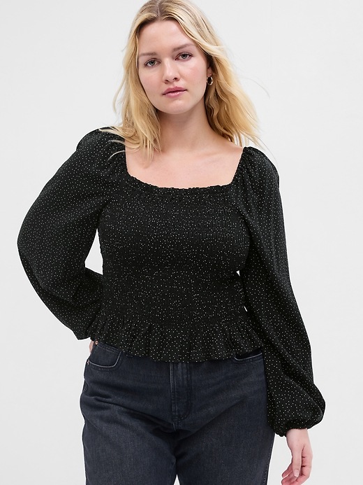 Image number 5 showing, Print Smocked Top