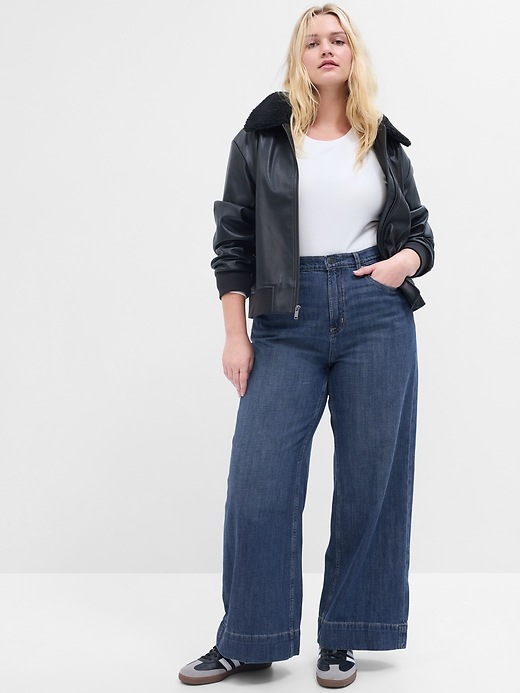 Image number 5 showing, High Rise Wide-Leg Jeans with Washwell