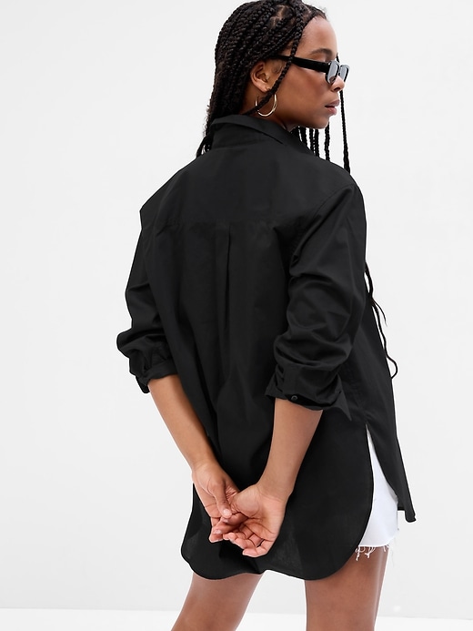 Image number 3 showing, Oversized Poplin Tunic Shirt