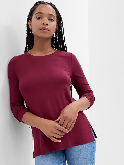 Gap Factory Women's Luxe Crewneck T-Shirt (Deep Garnet Red)