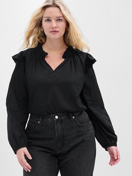 Image number 5 showing, Relaxed Splitneck Ruffle Top