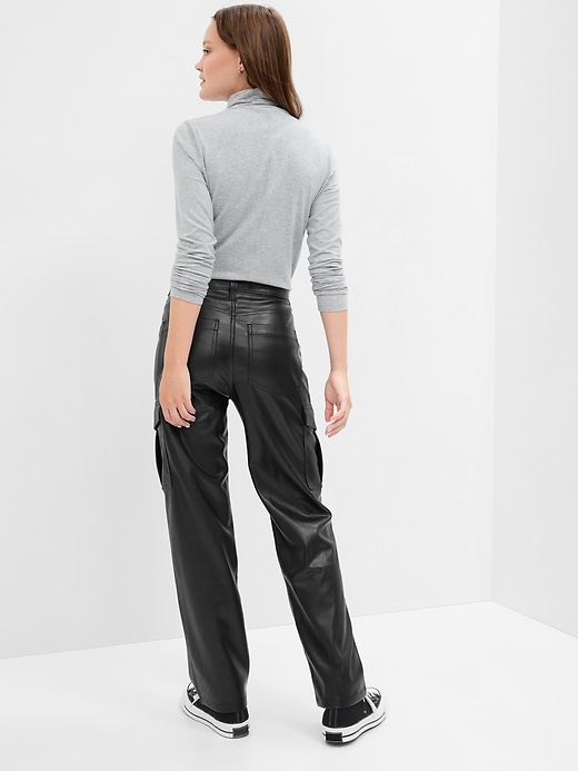 Image number 2 showing, Mid Rise '90s Loose Vegan-Leather Cargo Pants