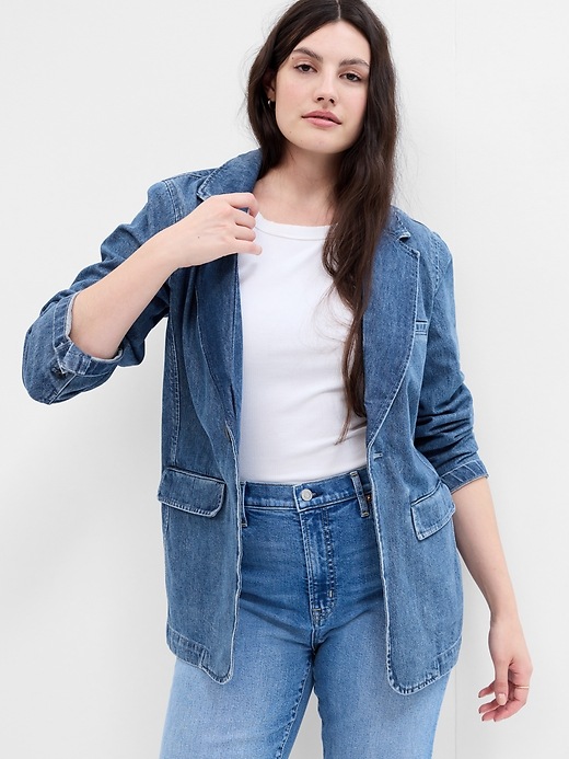 Relaxed Denim Blazer Gap Factory