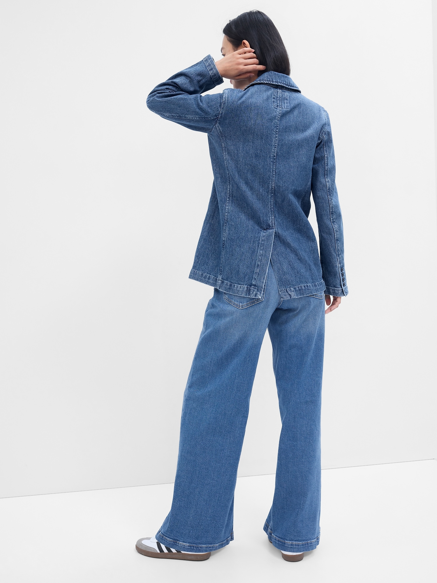 Relaxed Denim Blazer Gap Factory