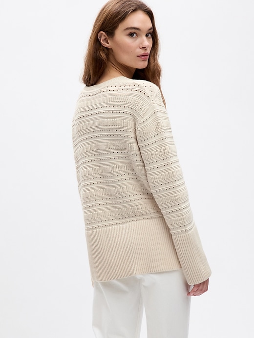 Image number 2 showing, Relaxed Mixed-Stitch Tunic Sweater