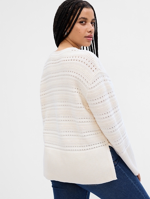 Image number 6 showing, Relaxed Mixed-Stitch Tunic Sweater