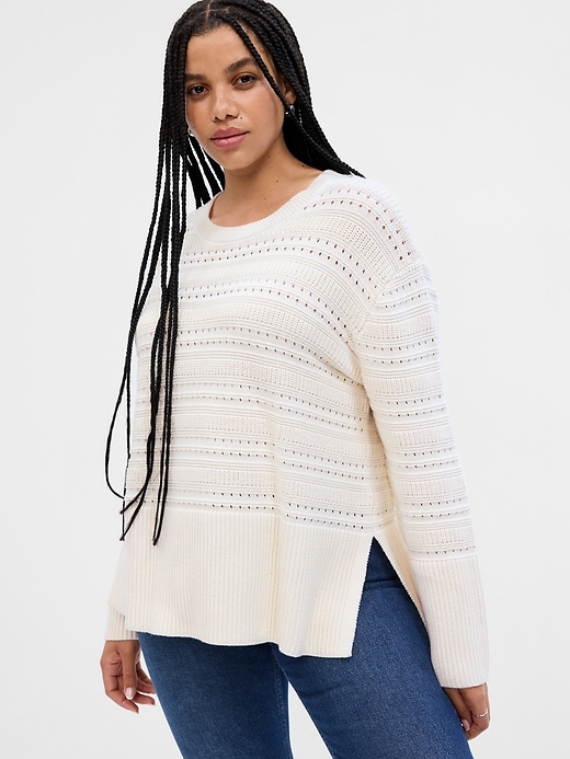 Image number 5 showing, Relaxed Mixed-Stitch Tunic Sweater