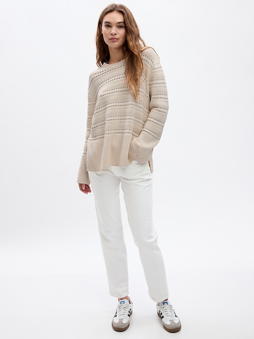 Image number 1 showing, Relaxed Mixed-Stitch Tunic Sweater